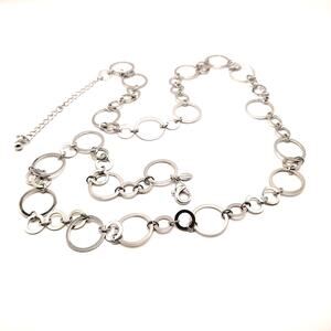 Chico’s Silver Tone Looped Circle Necklace or Belt 38” Adjustable Lobster Clasp